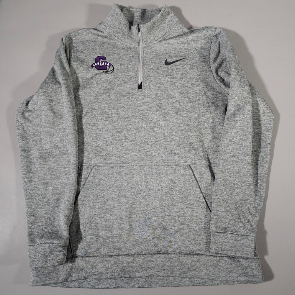 Nike Gonzaga Pullover Mens XL Gray Dri-FIT Quarter Zip CU6217-063